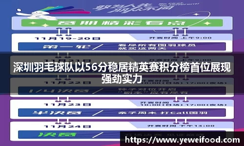 深圳羽毛球队以56分稳居精英赛积分榜首位展现强劲实力